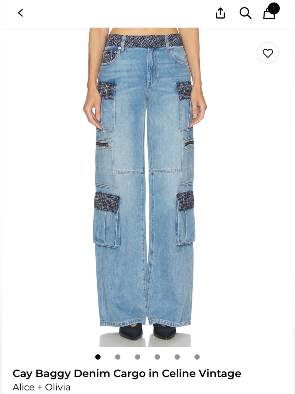 Alice + Olivia Light Blue Baggy Cargo Wide-Leg Jeans